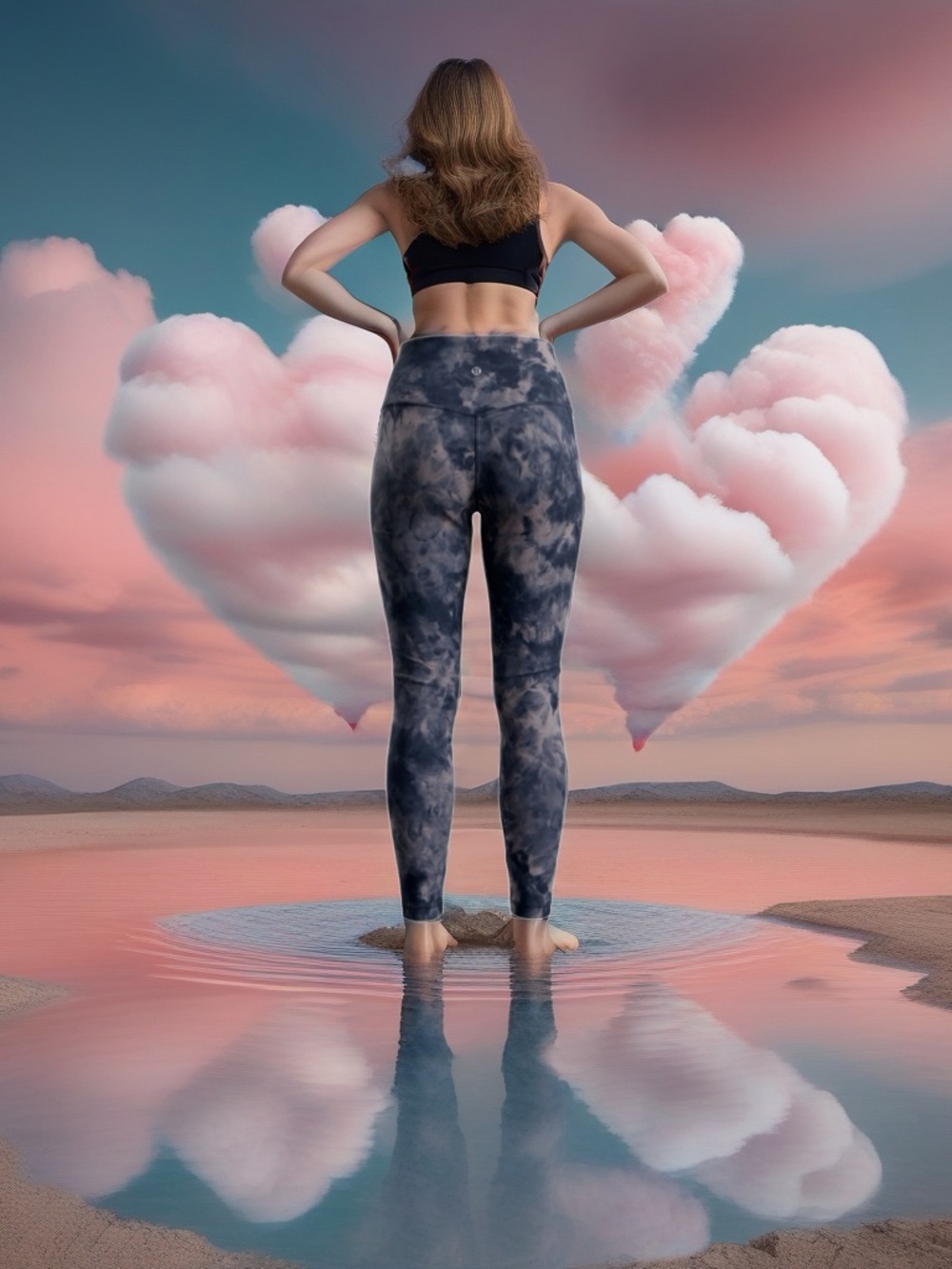 High-Waist Tie-Dye Leggings - Blue/White